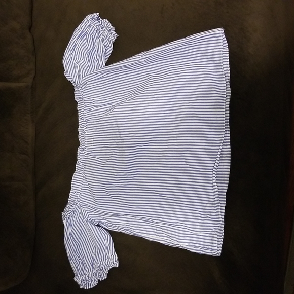 Vineyard Vines Target Women Off The Shoulder Top Shirt Blue White Striped XS - Picture 3 of 6